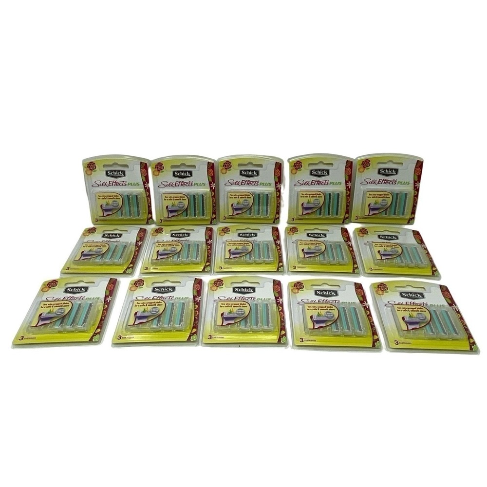 45 Schick Silk Effects Plus Razor Blade Refills - SHIPS FROM USA - 15 Packs of 3